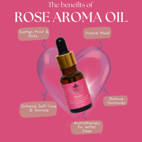 Kasturi Fragrance , Bath Essential Oil 15 ml, Rose , Premium Water Soluble Fragrance