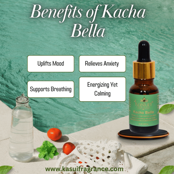 Kasturi Fragrance,  Bath Essential Oil Set, 60ml, 4 Varieties - Kacha Bella, Sandalwood, Rose, Rosemary