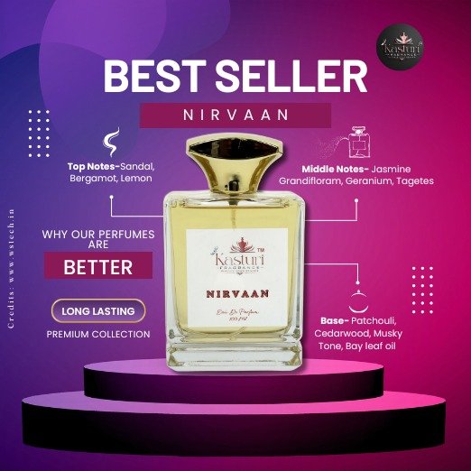  Nirvaan Perfume for Men Women | Long Lasting Smell – 100ML | All Day Fresh Scent Perfume | Premium Luxury Fragrance| Eau De Parfum